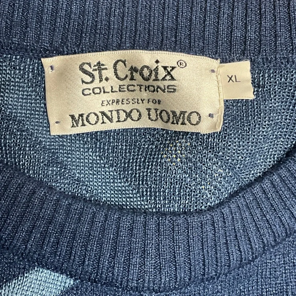 Vtg St.‎ Croix Collections Mondo Uomo Geometric Silk Blend Knit Sweater Mens XL